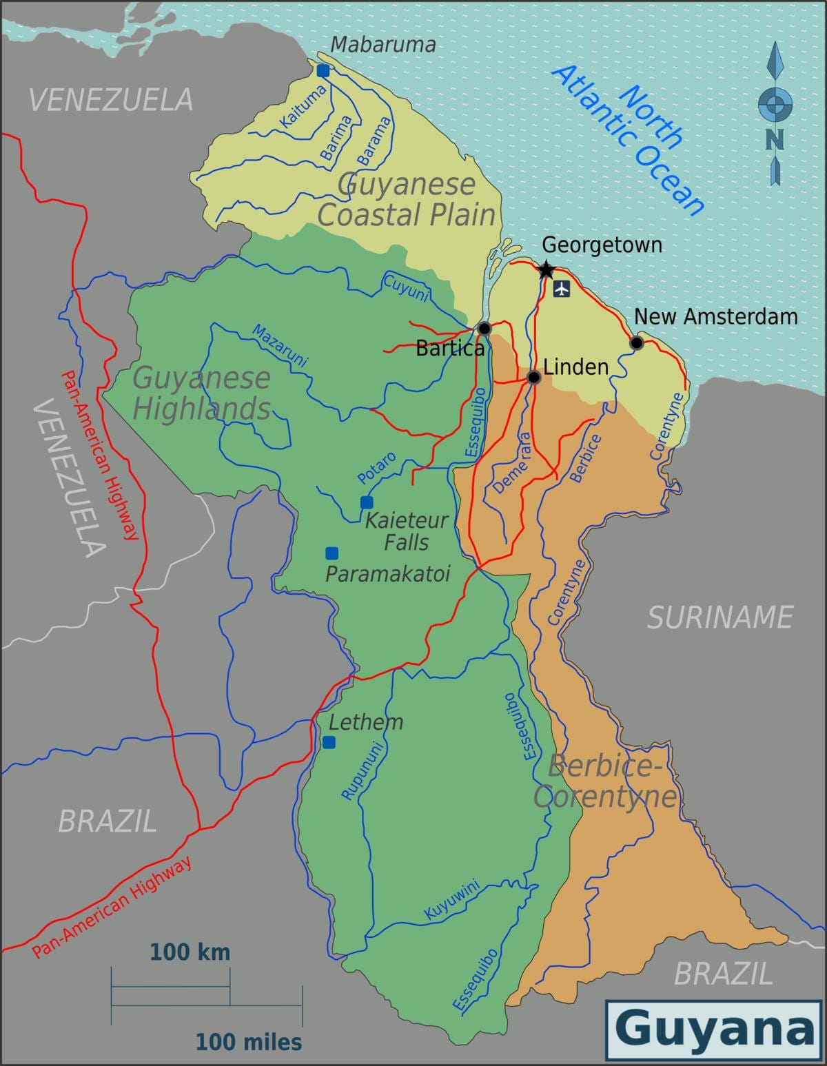 ಈಸ್ಟ್ ಕೋಸ್ಟ್ demerara ಗಯಾನಾ ನಕ್ಷೆ