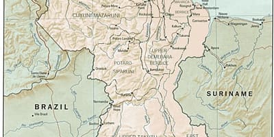 ನಕ್ಷೆ ತೋರಿಸುವ amerindian ವಸಾಹತುಗಳು ಗಯಾನಾ
